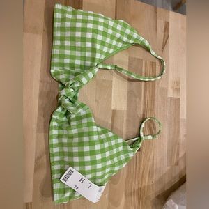 UO green gingham bikini top, NWT.